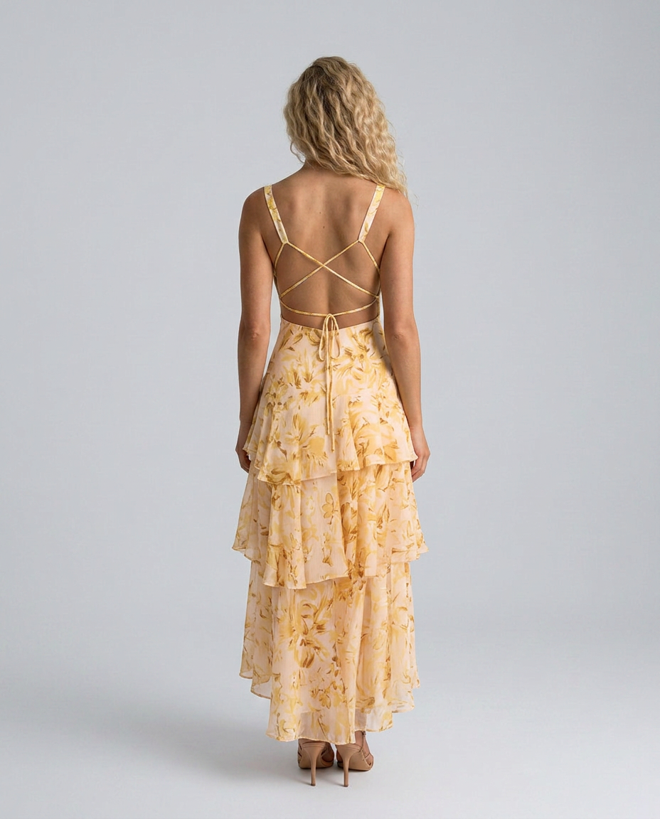 Ophelia | Maxi Dress with Tiered Ruffle Skirt