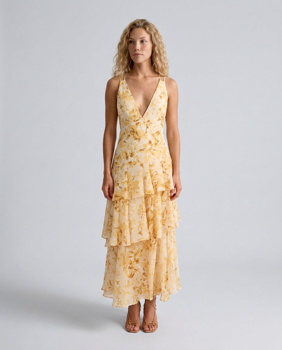 Ophelia | Maxi Dress with Tiered Ruffle Skirt