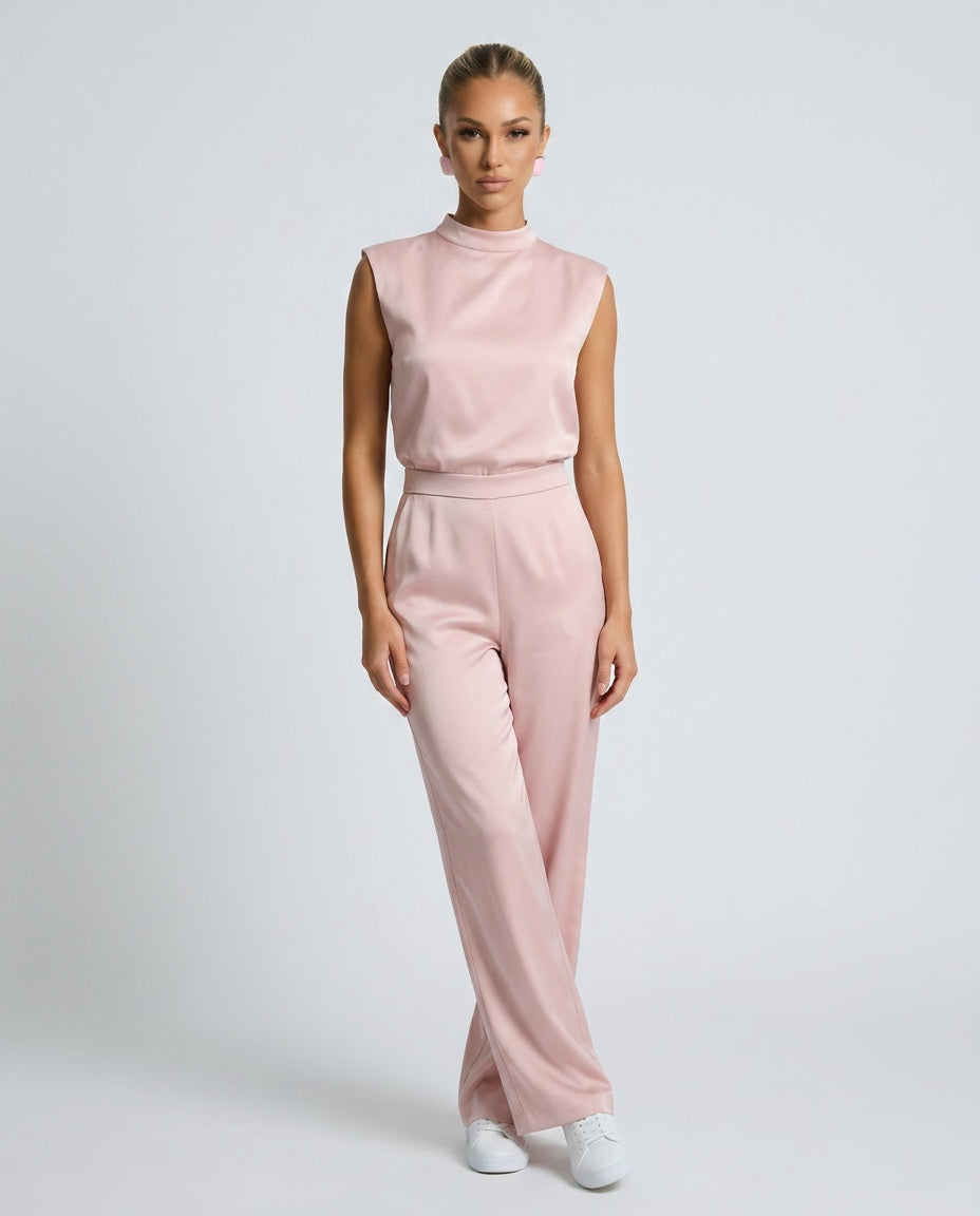 Brooke | Wide Leg Satin-Look Jumpsuit