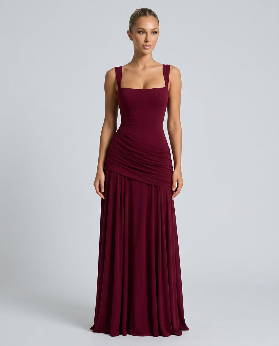 Hazel | Square Neck Backless Maxi Dress