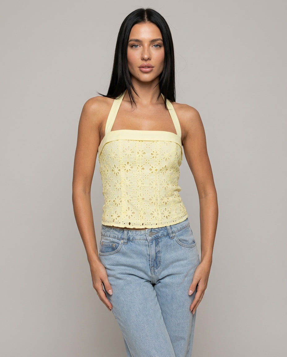 Belen | Strapless Crochet Lace-Up Bustier Top