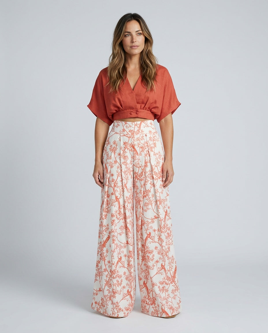 Elena | Printed Blouse & Flowing Trousers Co-ord Set