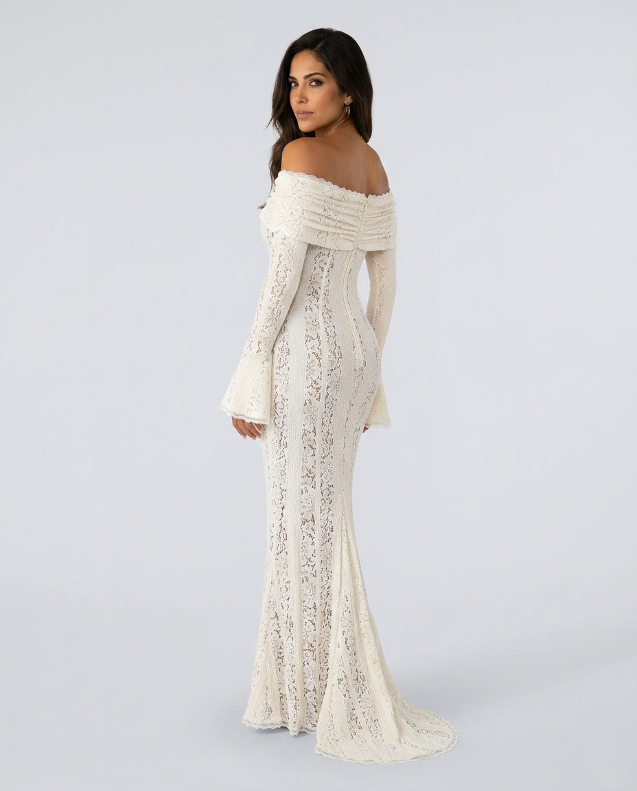Bianca | Floral Lace Off-Shoulder Maxi Dress