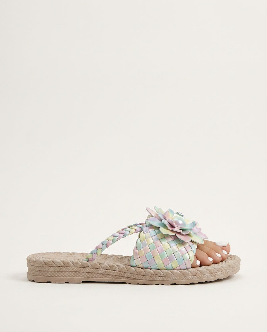 Floria | Floral Woven Platform Sandals