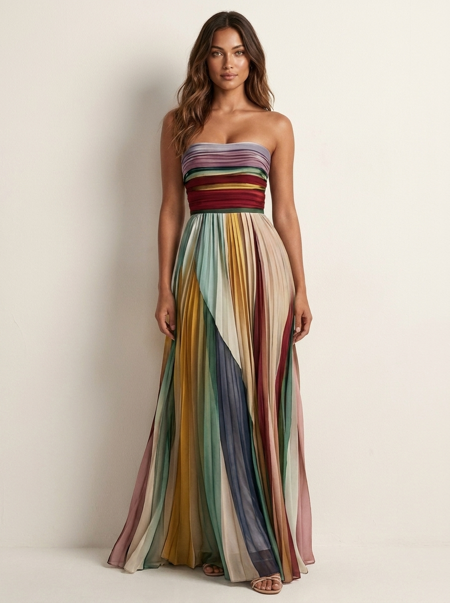 Celeste | Colourful Pleated Maxi