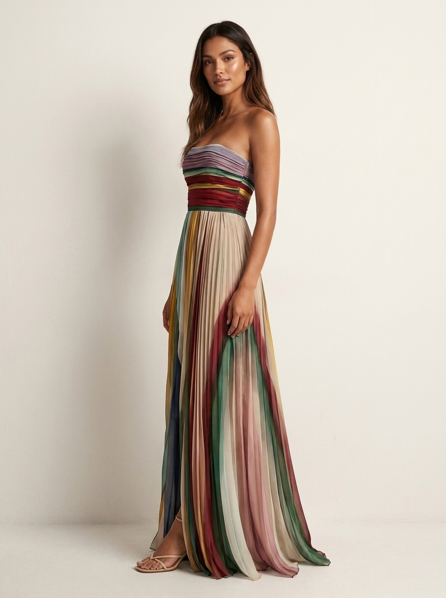 Celeste | Colourful Pleated Maxi