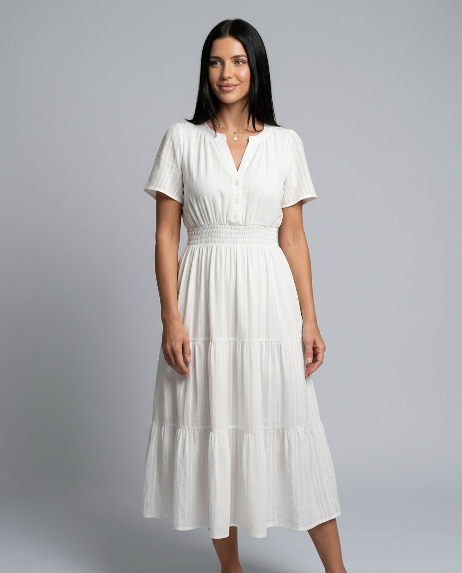 Valeria | Gathered Detail Midi Dress