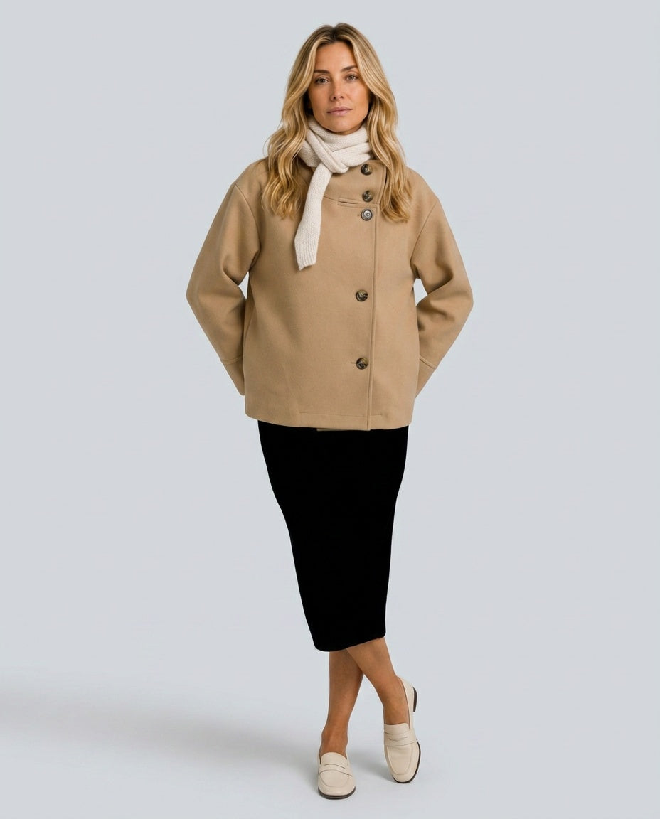 Soraya | Wool-Look Stand Collar Tailored Jacket