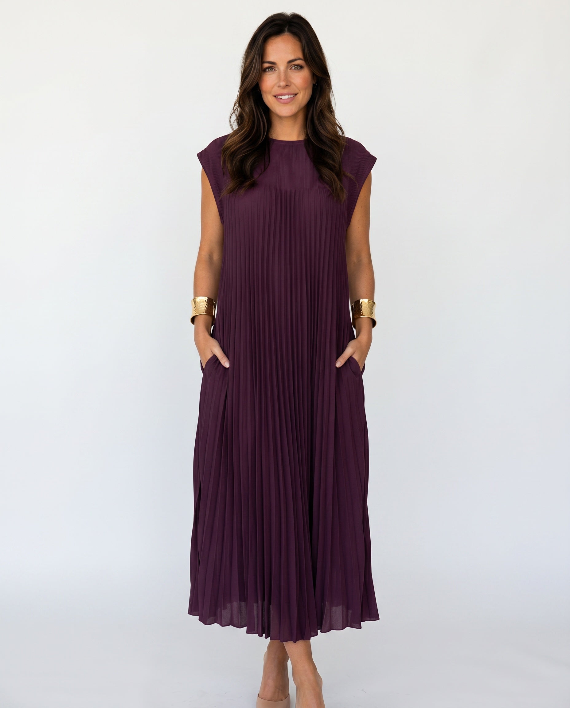 Zara | Pleated Sleeveless Midi Maxi Dress
