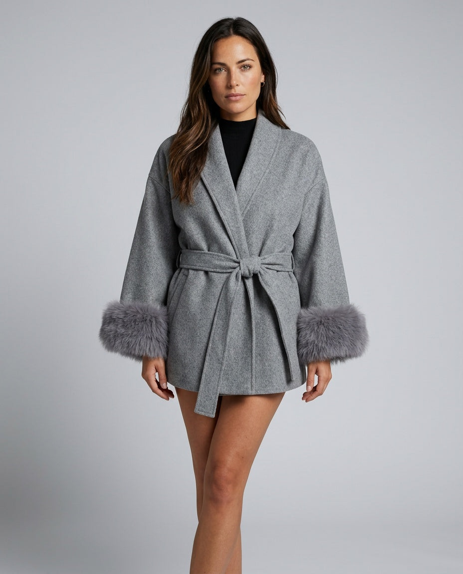 Jimena | Tailored Statement Cuff Faux Fur Coat