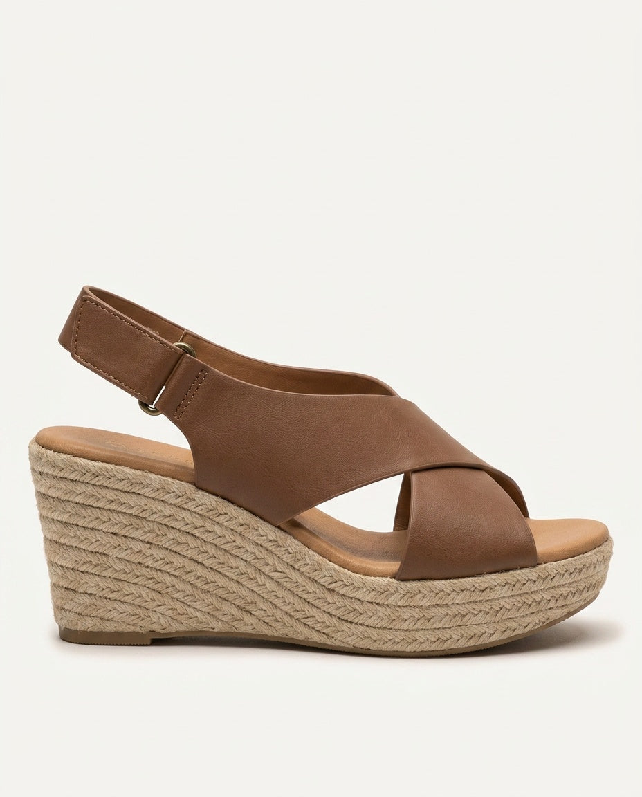 Noor | Crisscross Strap Cushioned Wedge Sandals