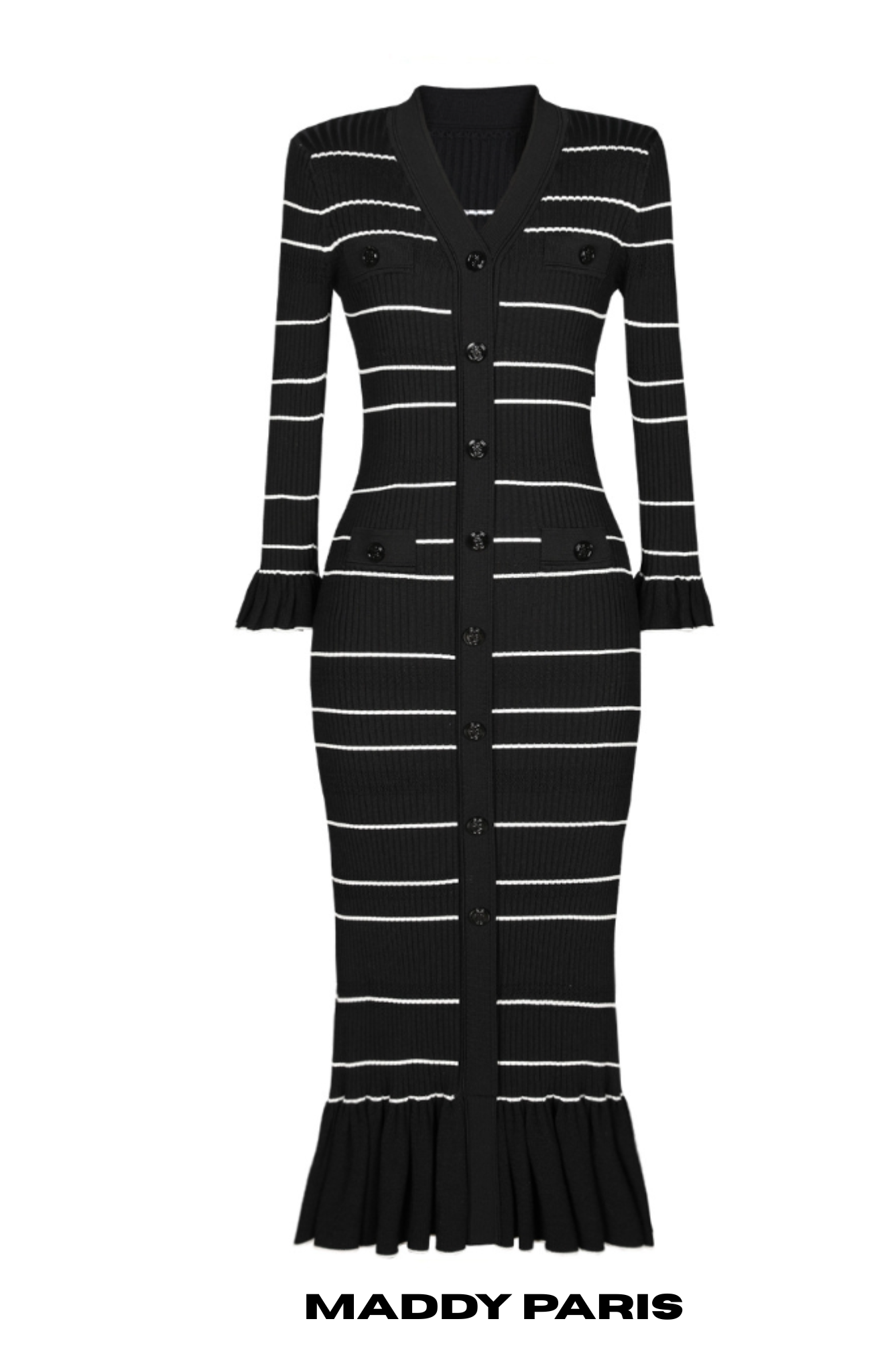 Skylar | Perforated Knit 3/4 Sleeve Midi Dress