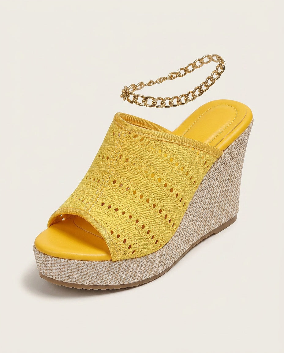 Rocio | Perforated Knit Espadrille Wedge Sandals