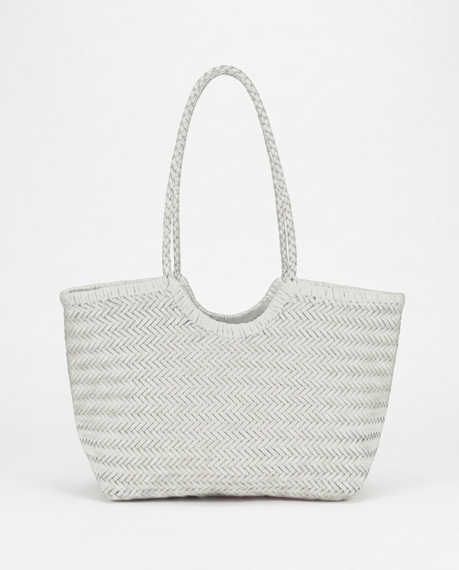 Hand-Woven Vegan Leather Tote Bag with Shoulder Strap