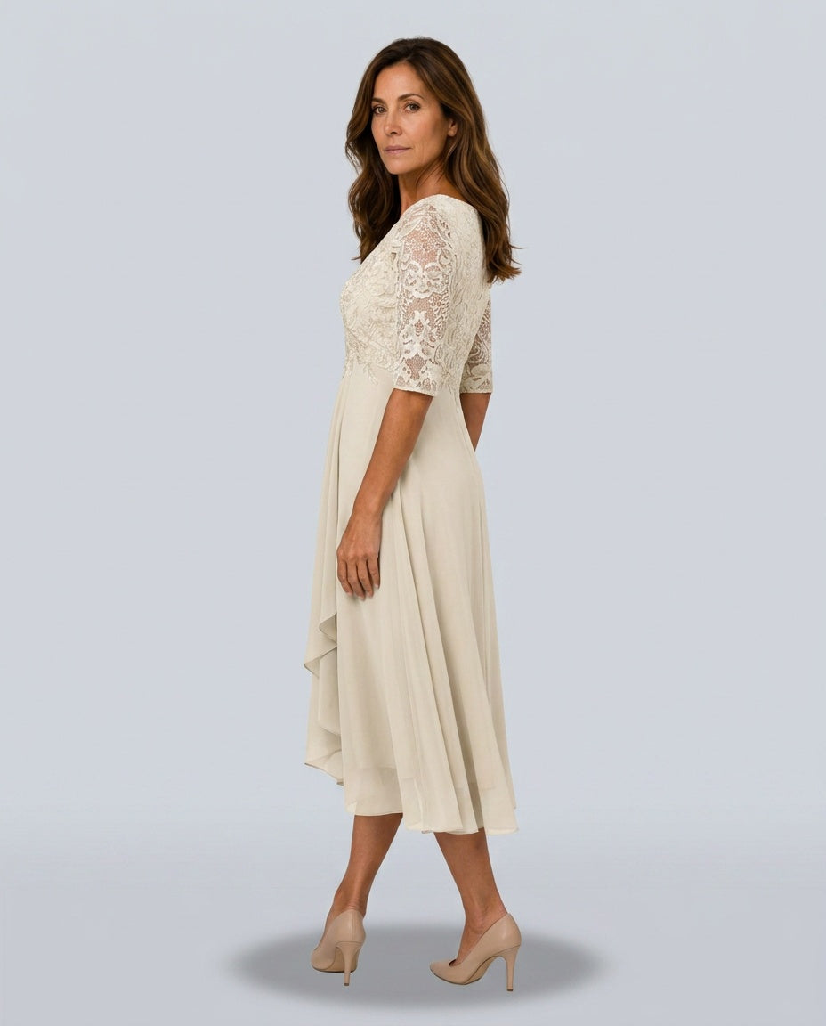 Giselle | Lace-Trim Midi Dress