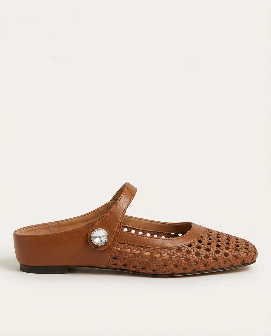 Nuria | Woven Instep Strap Flat Mules