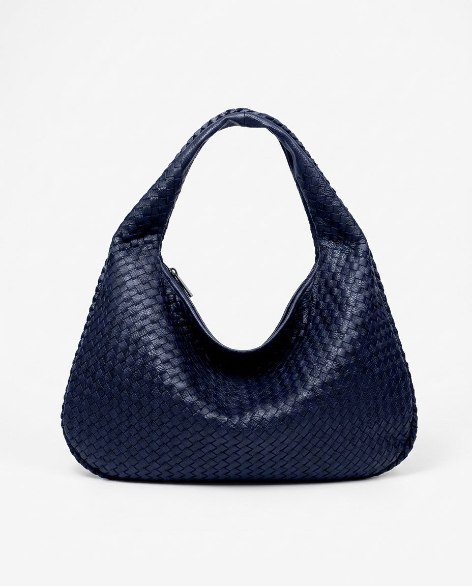 Oversized Woven Vegan Leather Tote Bag