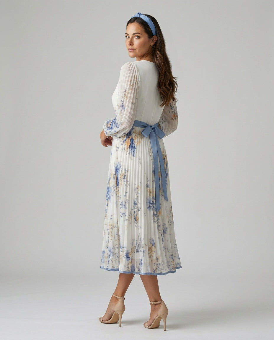 Anouk | Pleated Wrap Midi Dress