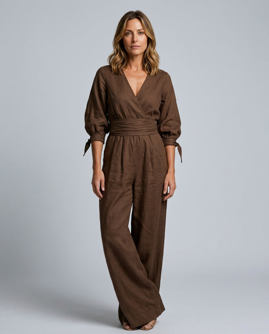 Una | Wide-Leg Linen-Blend Sleeveless Jumpsuit