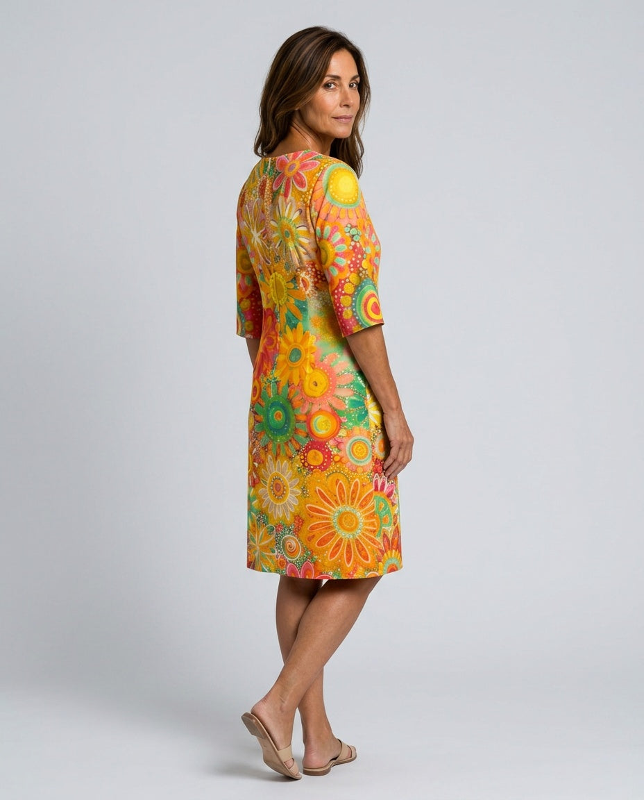 Thea | Floral Print Knee-Length Midi Dress