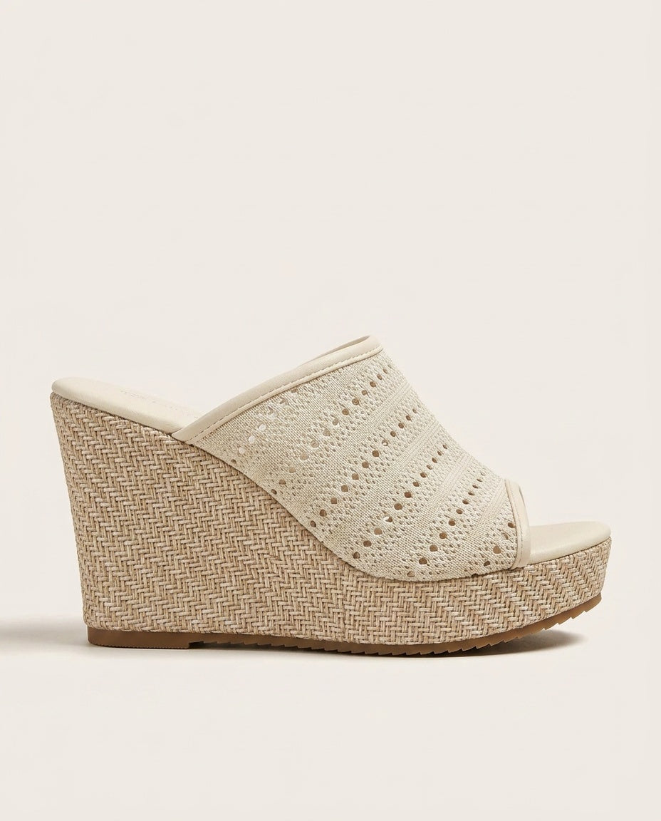 Rocio | Perforated Knit Espadrille Wedge Sandals