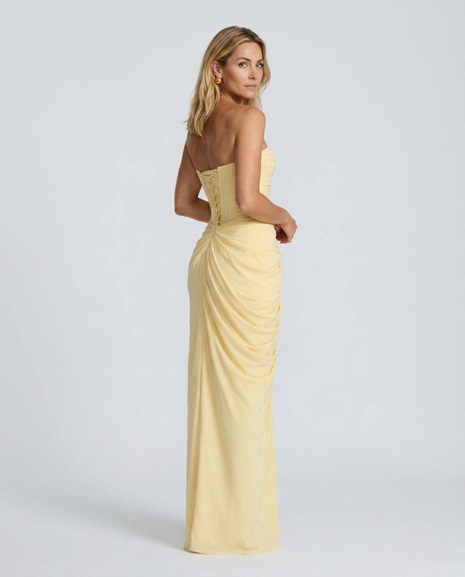 Odette | Strapless Gathered Corset Maxi Dress