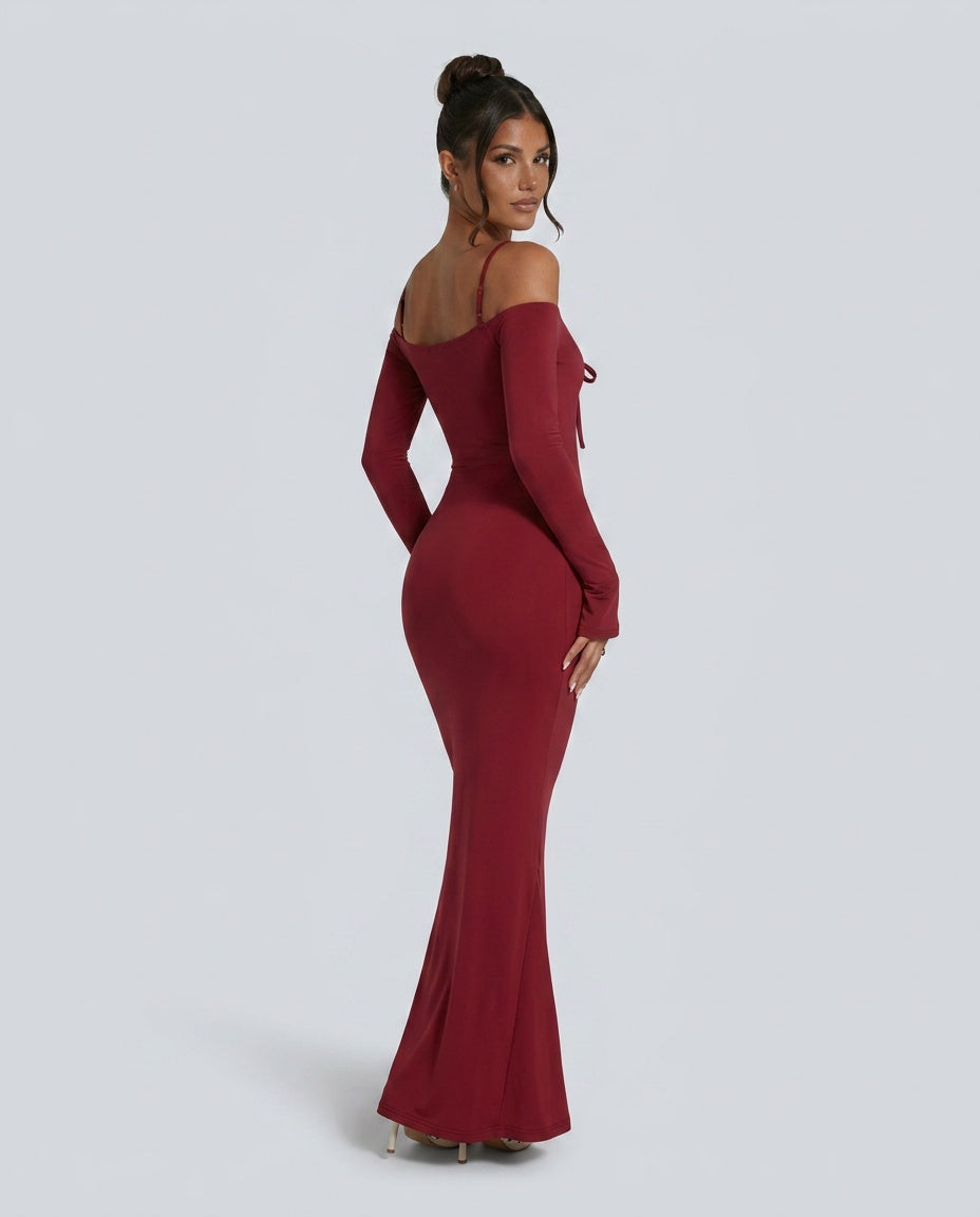Celeste | Long Sleeve Cut-Out High Split Maxi Dress