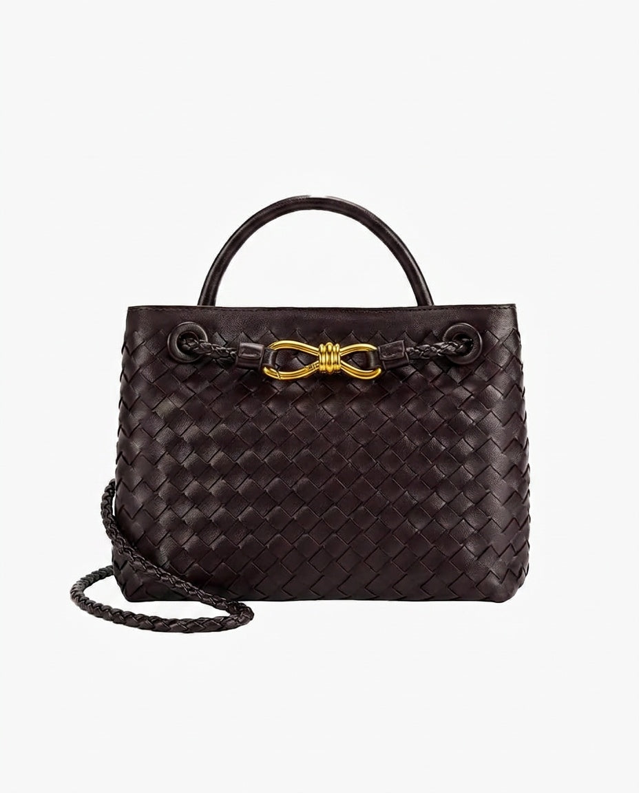 Woven Top Handle Woven Vegan Leather Bag