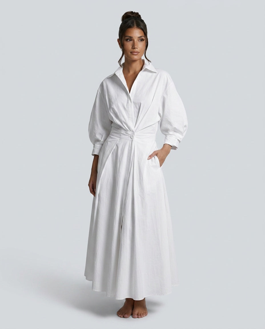 Della | Collared Wrap Front A-Line Maxi Dress