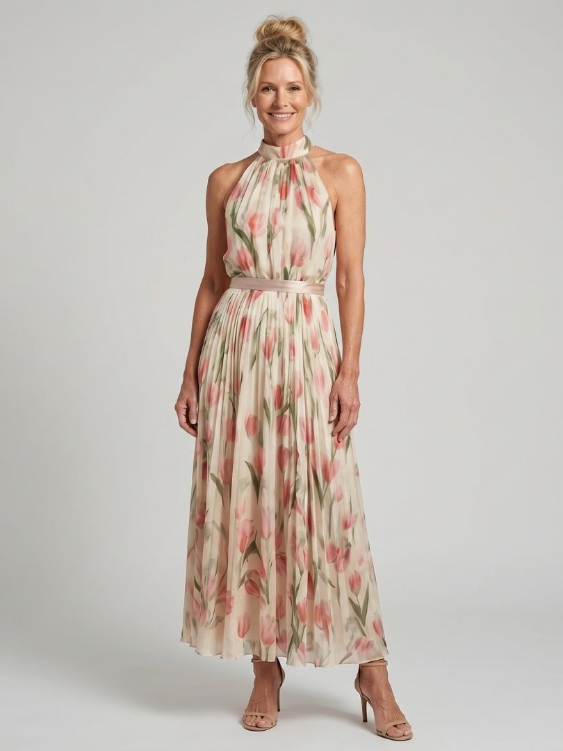 Helena | Halter Neck Floral Midi Dress