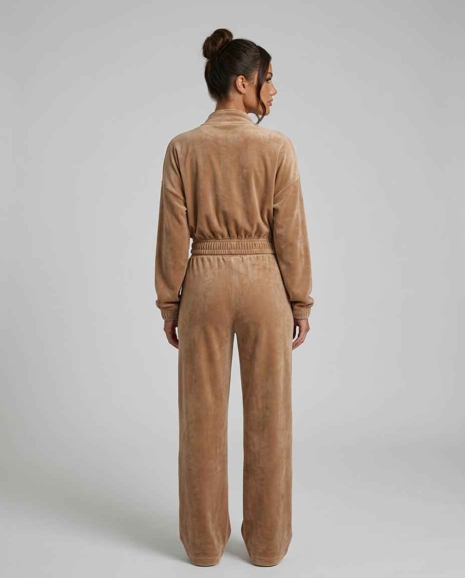 Lena | Zip Crop Top & Relaxed Trouser Two-Piece Set