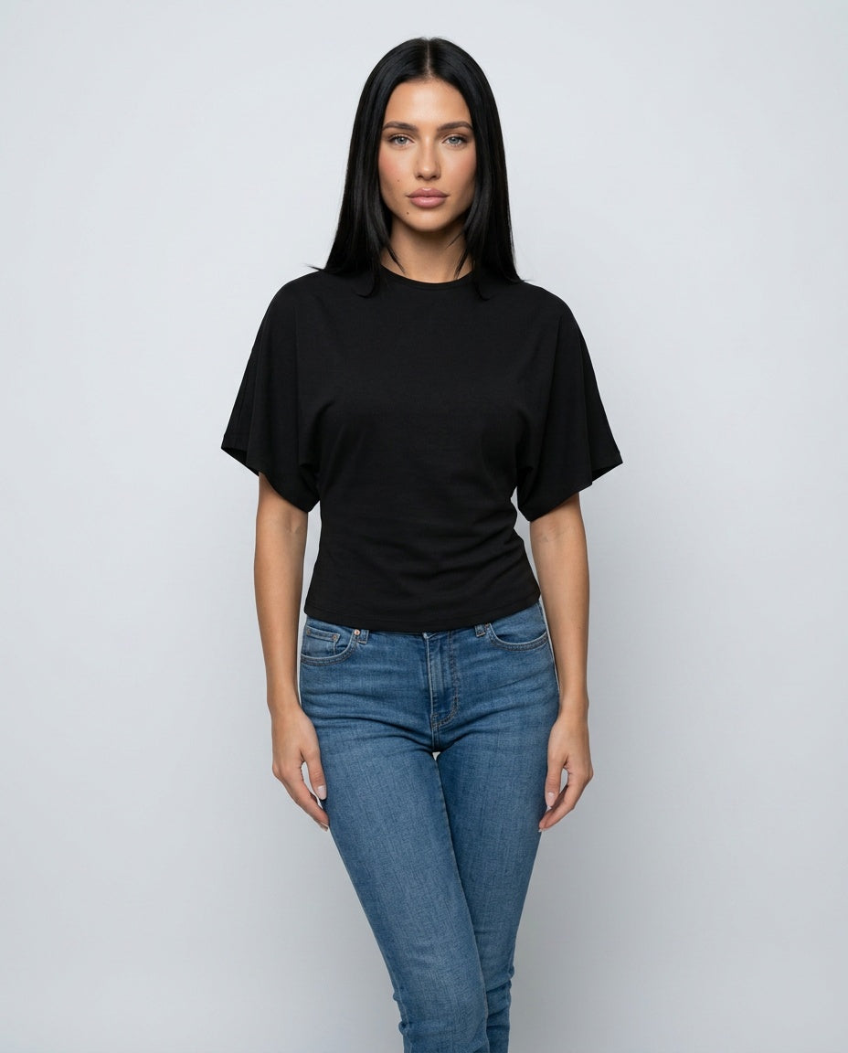 Anais | Cropped Ruched Wide-Sleeve Top