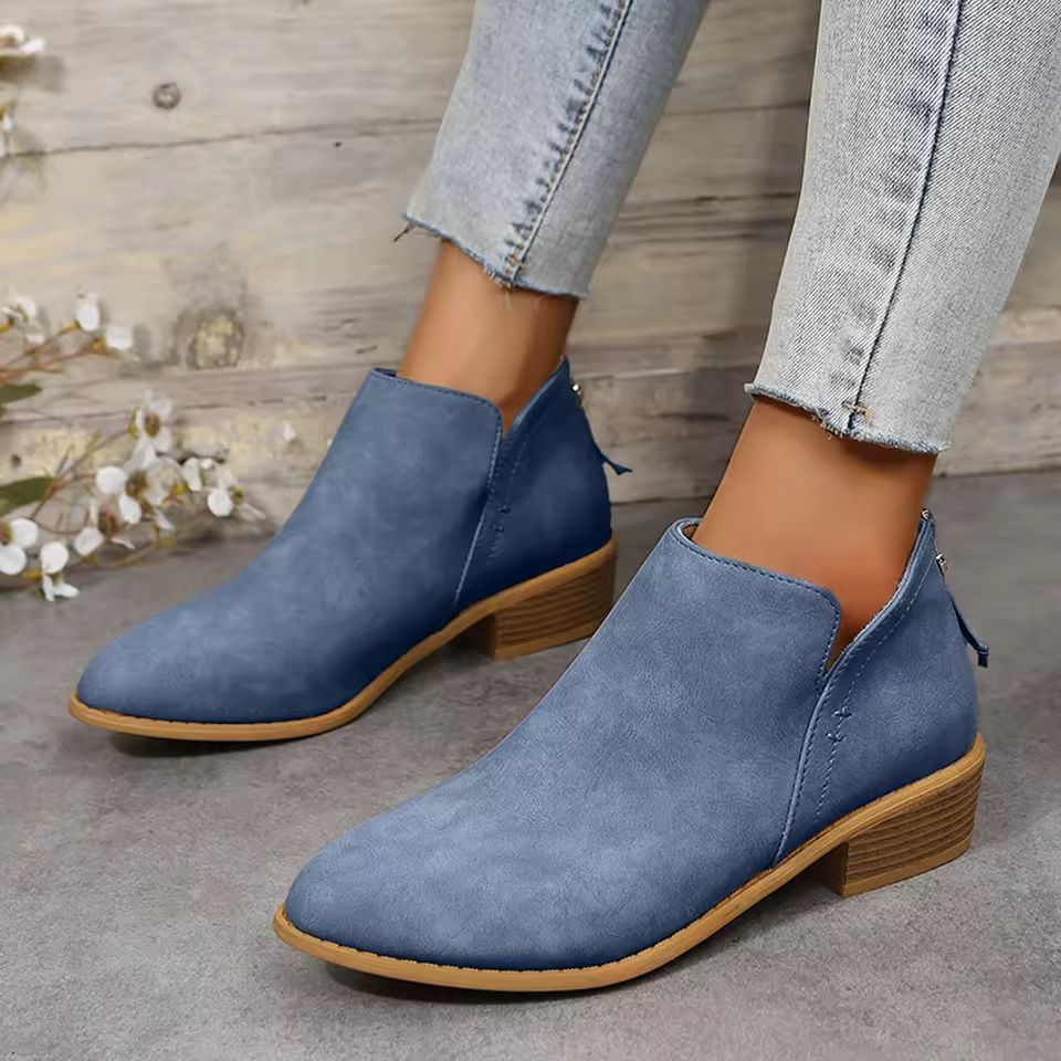 Elisa | Pointed Toe Low Block Heel Ankle Boots