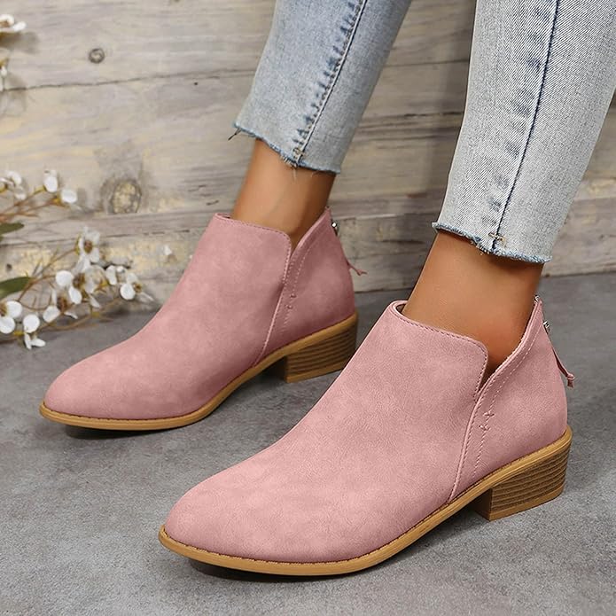 Elisa | Pointed Toe Low Block Heel Ankle Boots