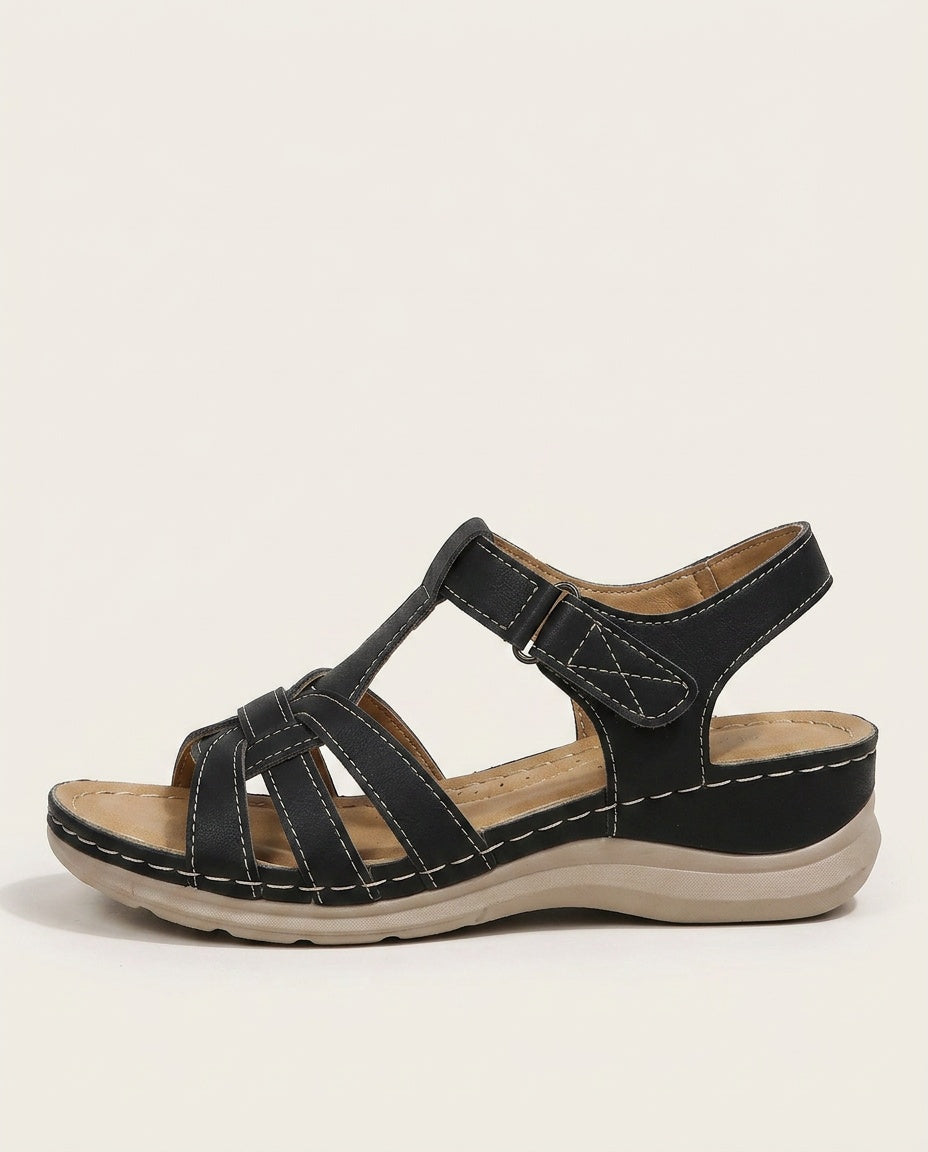 Soraya | Cut-Out Multi-Strap Buckle Low Wedge Sandals