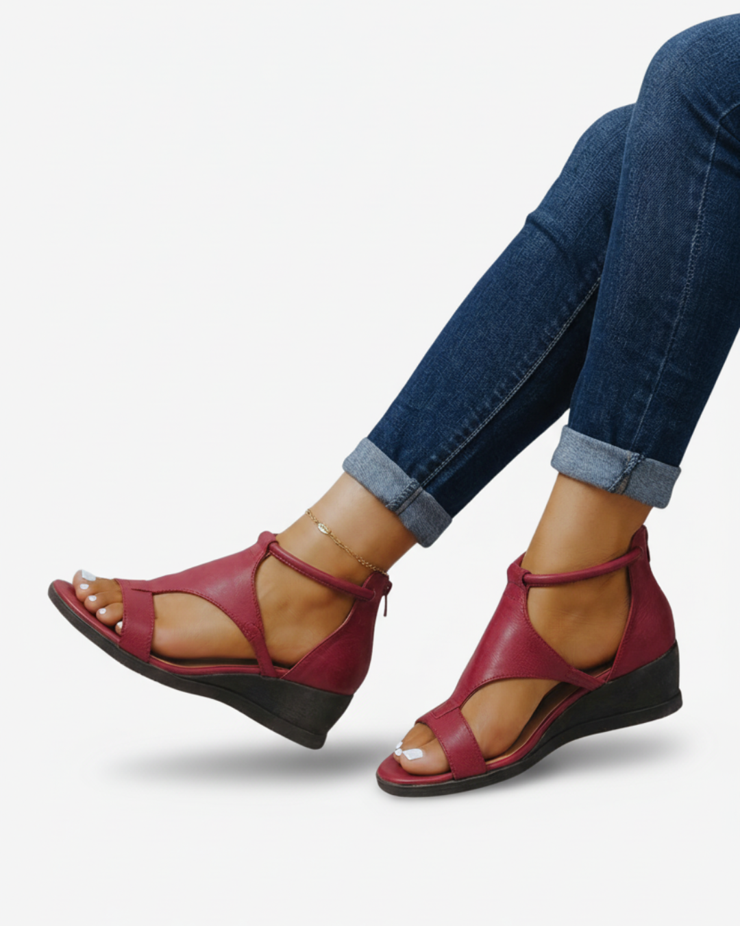 Fleur | Leather-Look Wedge Sandals