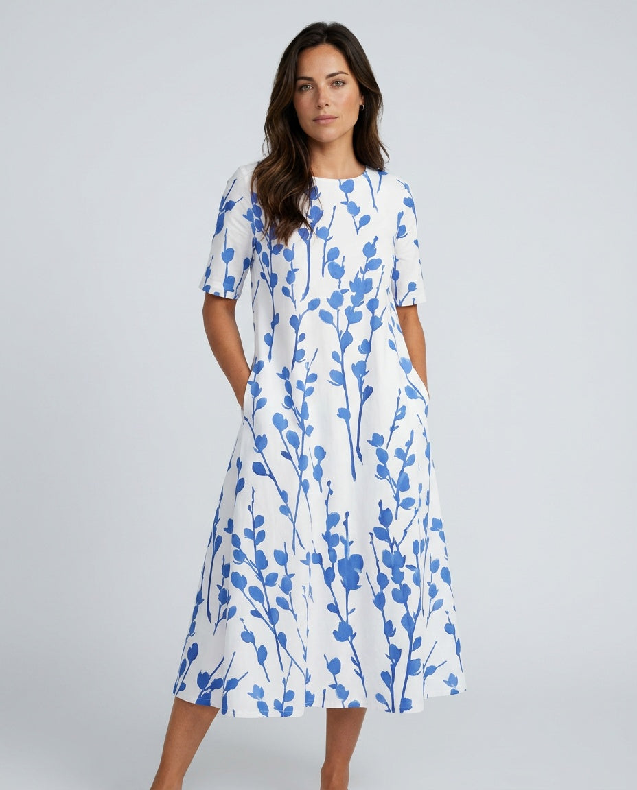 Nina | Soft Floral Print Midi Dress