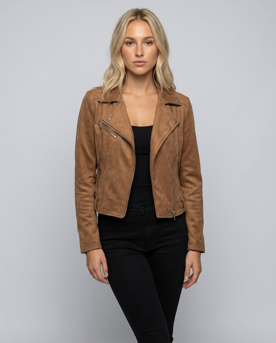 Gemma | Slim Fit Asymmetric Zip Biker Jacket