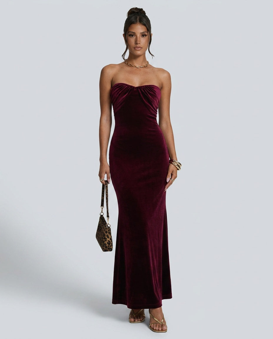 Cosima | Strapless Ruched Waist Maxi Dress