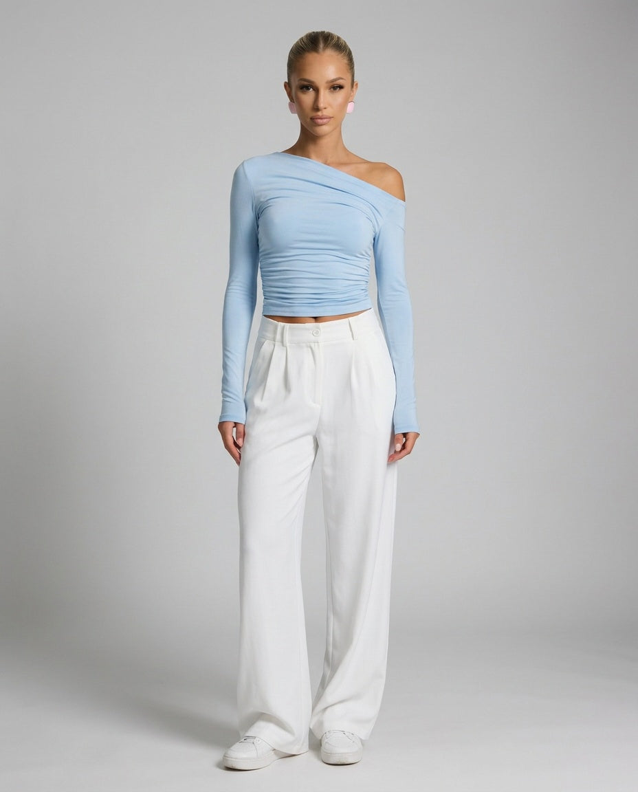 Violet | Asymmetric One Shoulder Ruched Crop Top