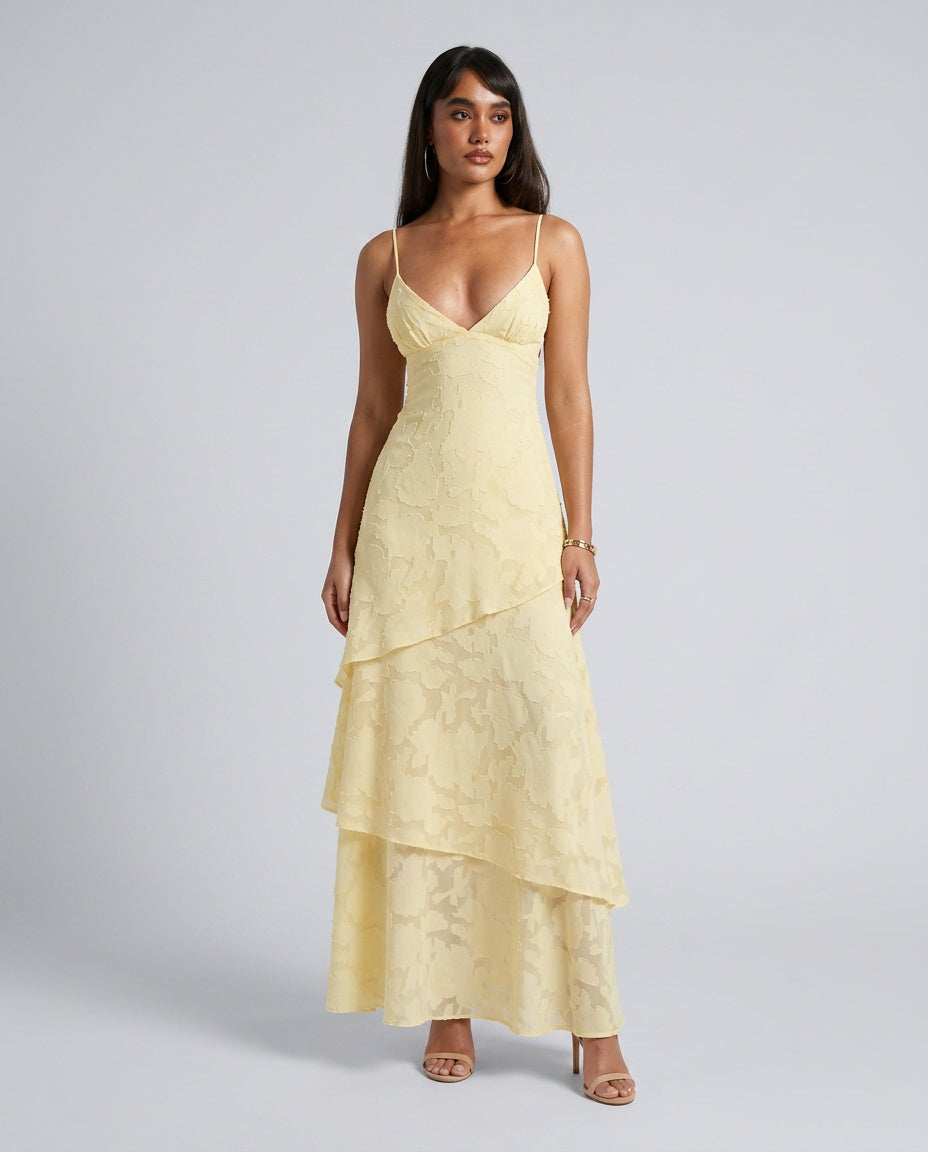 Lyricah | Tiered Floral Print Spaghetti Strap Maxi Dress