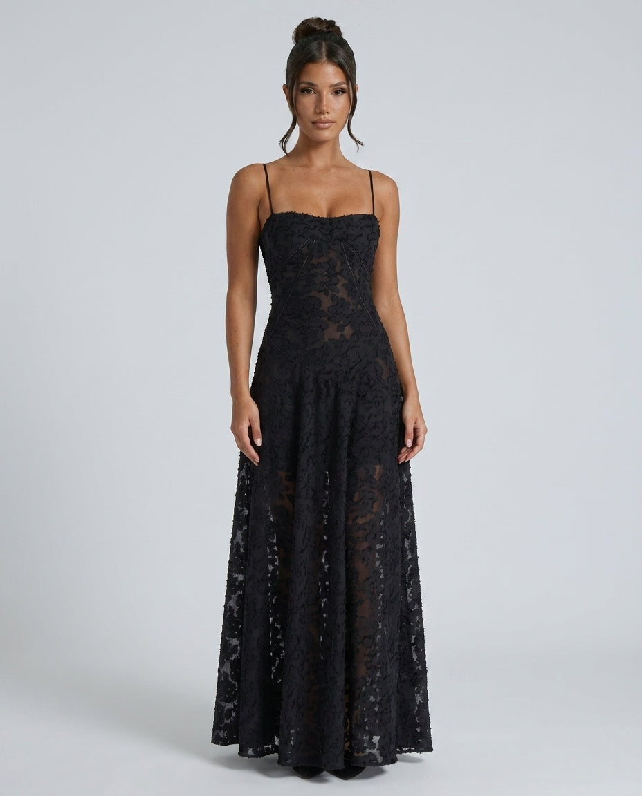 Quinn | Sweetheart Darted Satin-Look Maxi Dress