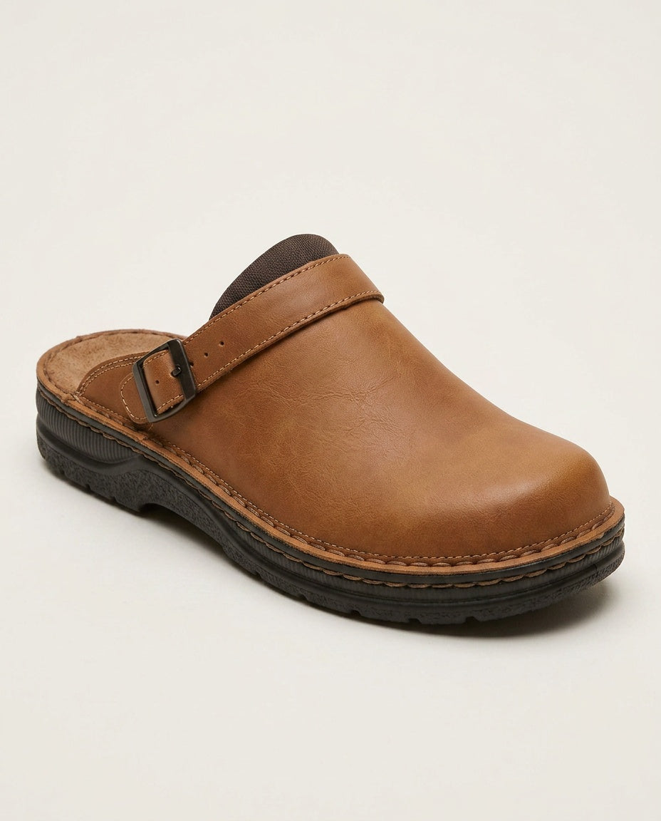 Emerson | Cushioned Leather-Look Clogs with Soft Footbed