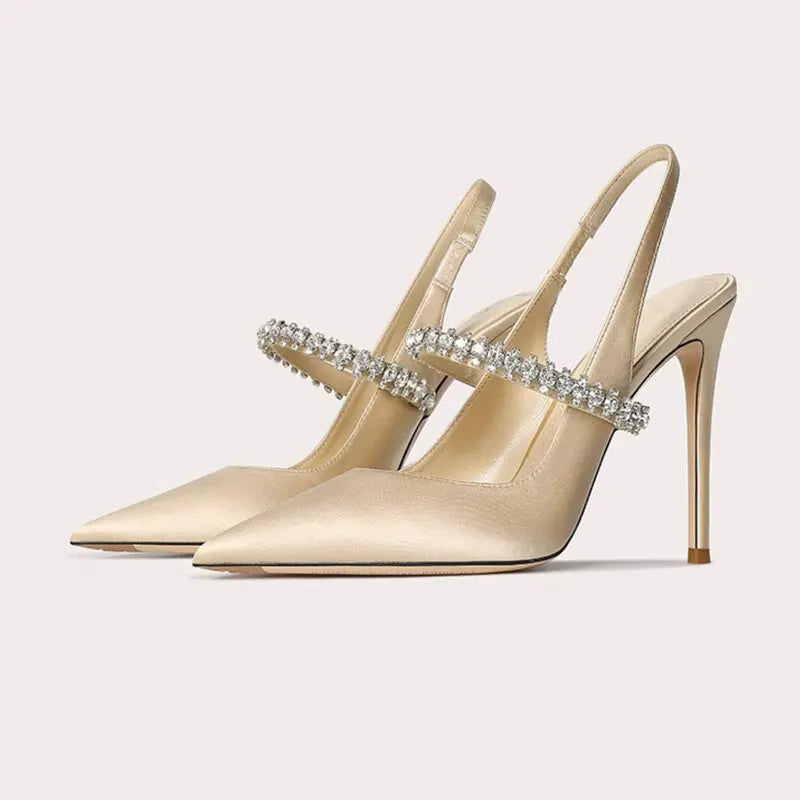 Reese | Satin-Look Pointed Toe Slingback Heels