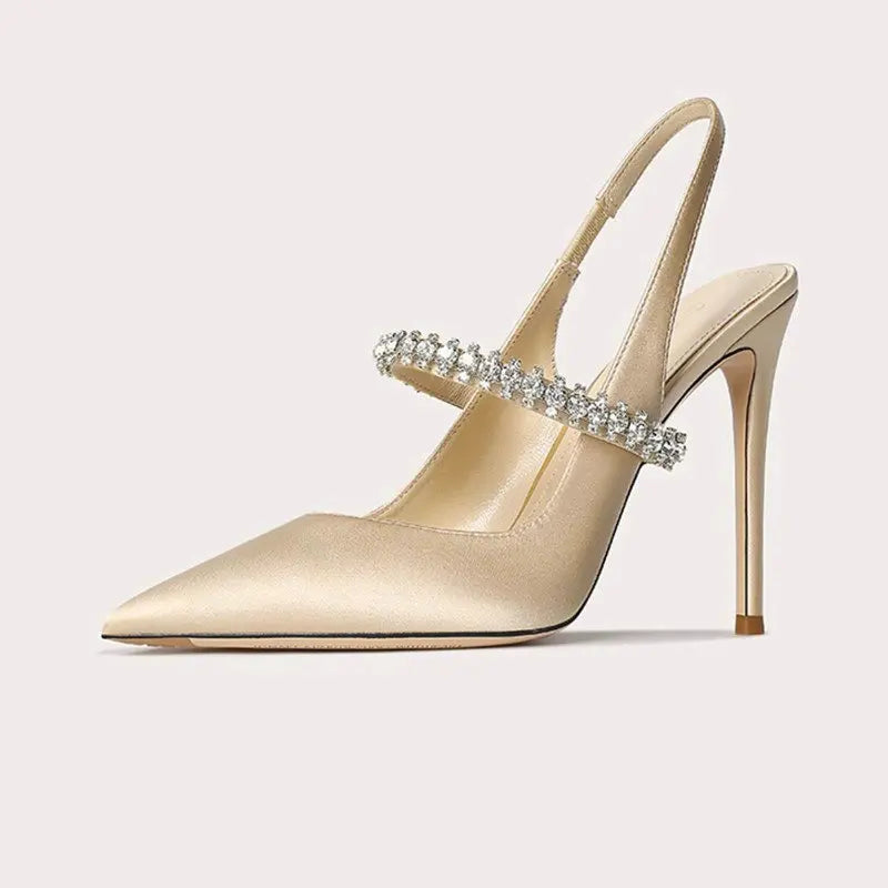 Reese | Satin-Look Pointed Toe Slingback Heels
