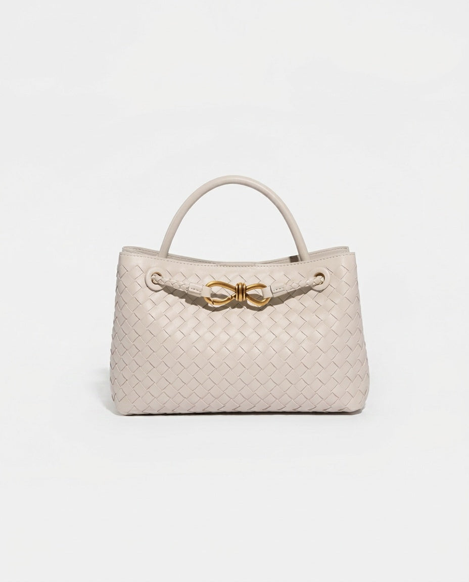 Compact Woven Vegan Leather Handbag