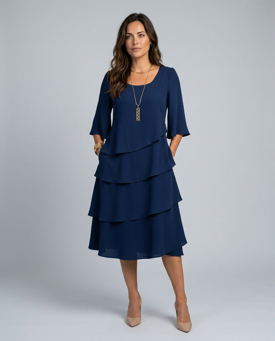 Hazel | Relaxed Ruffle Midi Dress