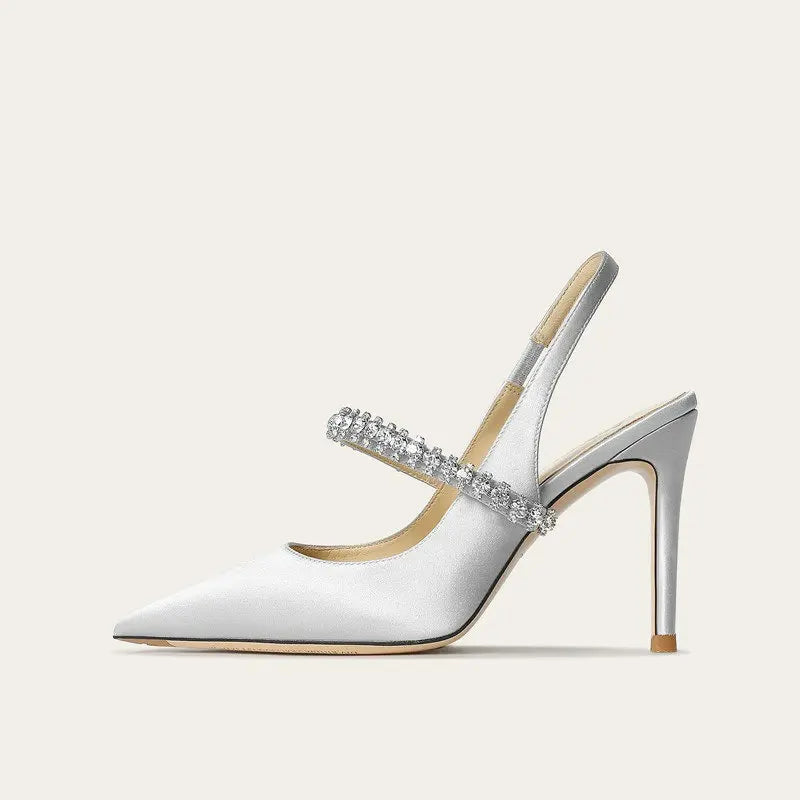 Reese | Satin-Look Pointed Toe Slingback Heels