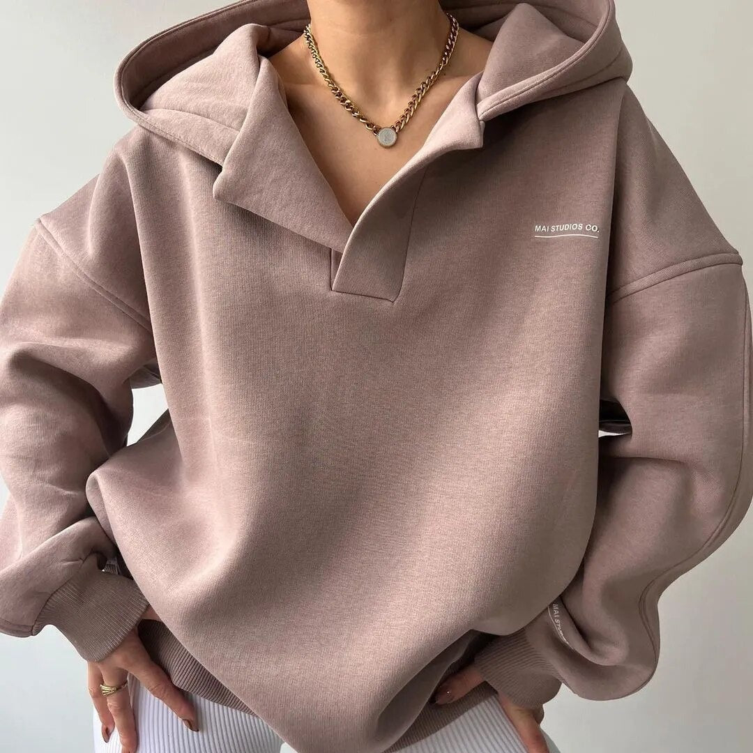 Cleo | Crossover Hood Oversized Lounge Hoodie