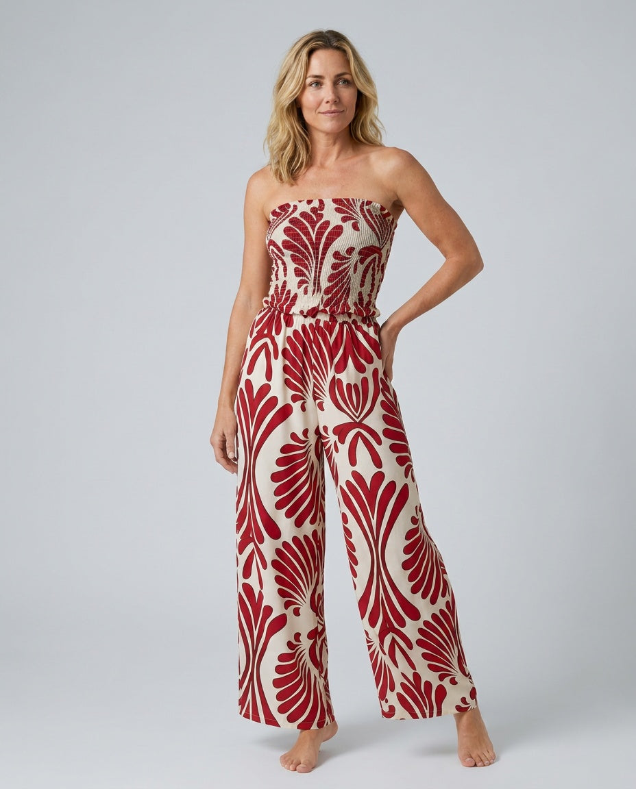 Jimena | Strapless Printed Ruched Maxi Dress